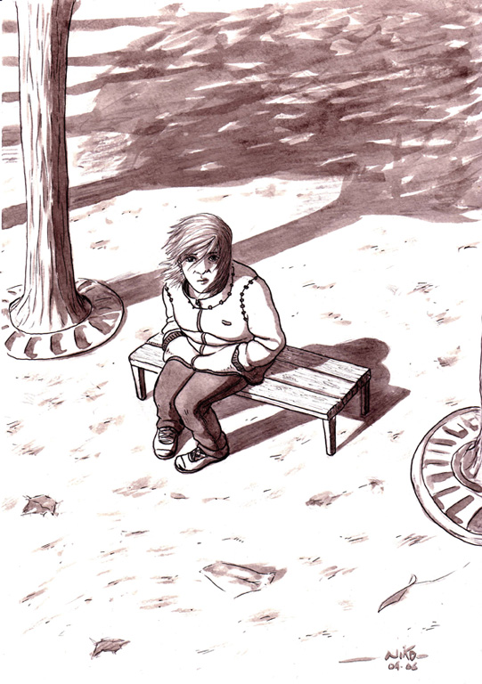 jeune fille sur un banc - melancolie